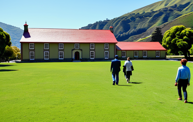 **

"Longwood House, Saint Helena, daytime. A historic stone building with a red roof, surrounded by green grass and trees. Rolling hills in the background. Fully clothed tourists are walking on the grounds. Safe for work, appropriate content, professional photography, perfect anatomy, natural proportions, modest setting, family-friendly."

**