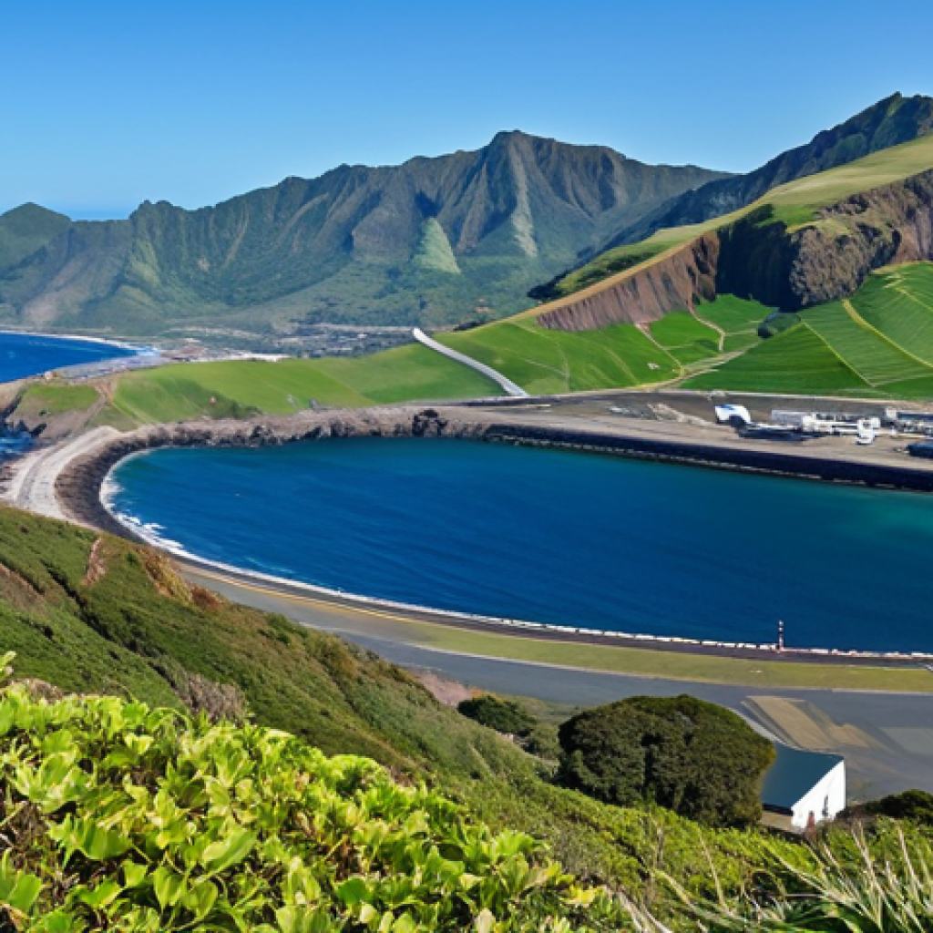 세인트헬레나 공항 정보 - **
"Panoramic view of St. Helena Island, showcasing the rugged coastline and green hills, with the ...
