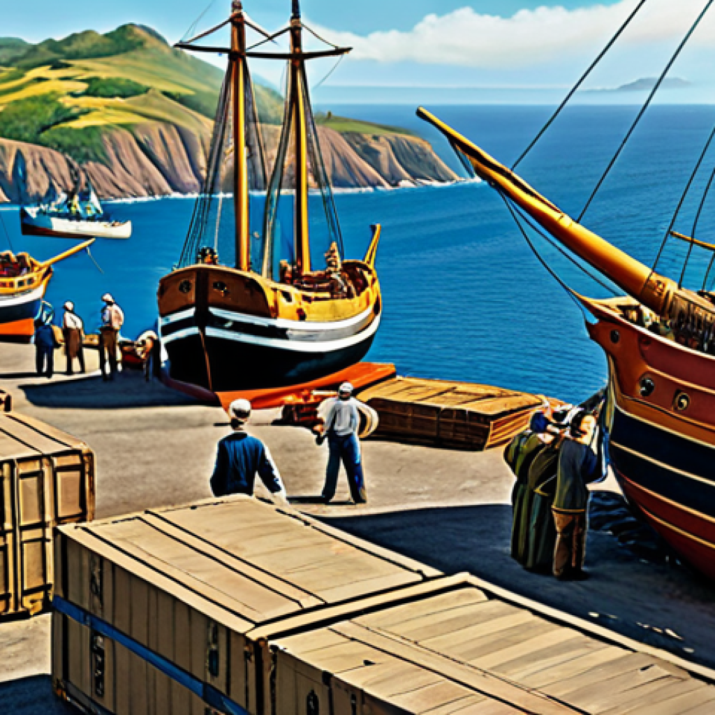 세인트헬레나와 대항해시대 - Historical Crossroads**

"A vibrant scene depicting a bustling port in St. Helena during the Age of ...