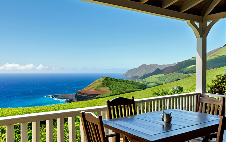 세인트헬레나에서 거주하는 외국인 - **
"A serene landscape featuring lush green hills meeting the turquoise ocean in Saint Helena, a sm...