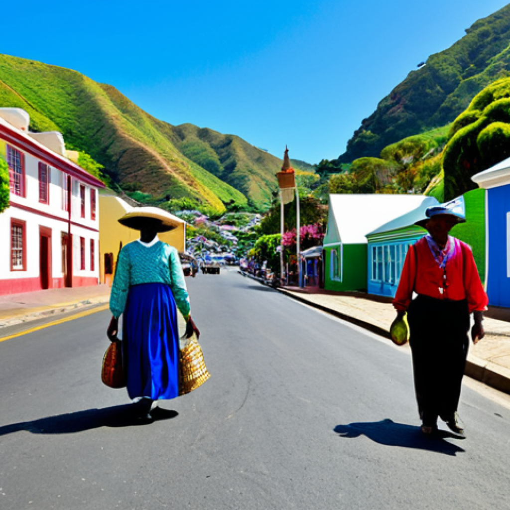 세인트헬레나 제임스타운 탐방 - Historic Jamestown Street Scene**
"A vibrant street scene in Jamestown, Saint Helena, featuring col...