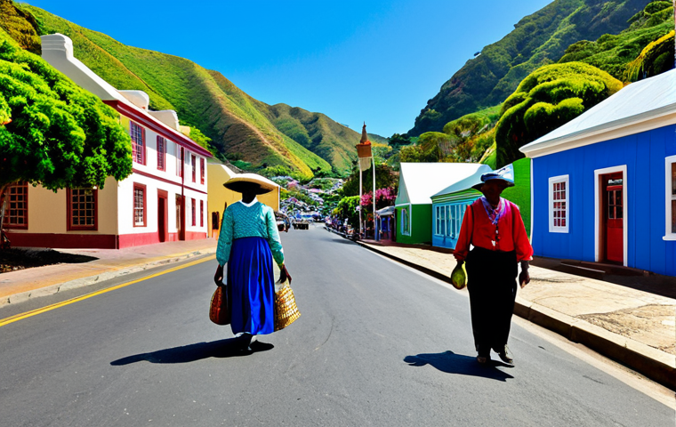 세인트헬레나 제임스타운 탐방 - Historic Jamestown Street Scene**
"A vibrant street scene in Jamestown, Saint Helena, featuring col...