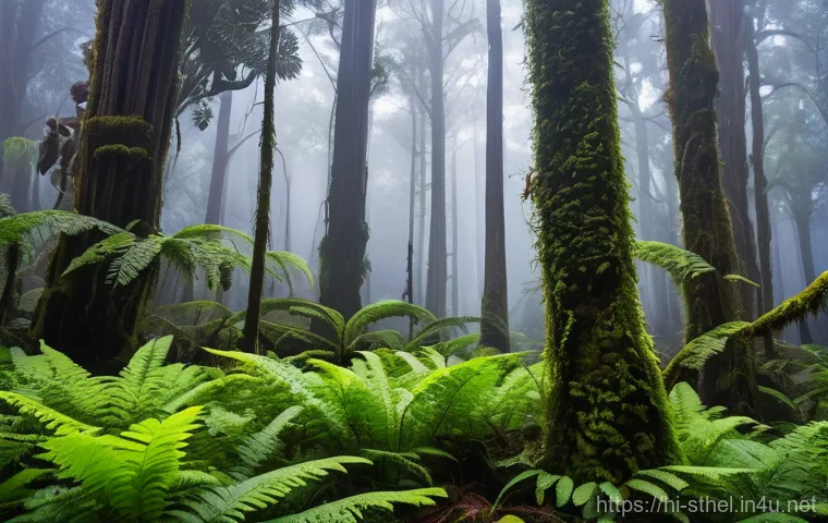 세인트헬레나 특별한 자연현상 - **Prompt:** A mystical and lush cloud forest on St. Helena Island. The scene is enveloped in soft, s...